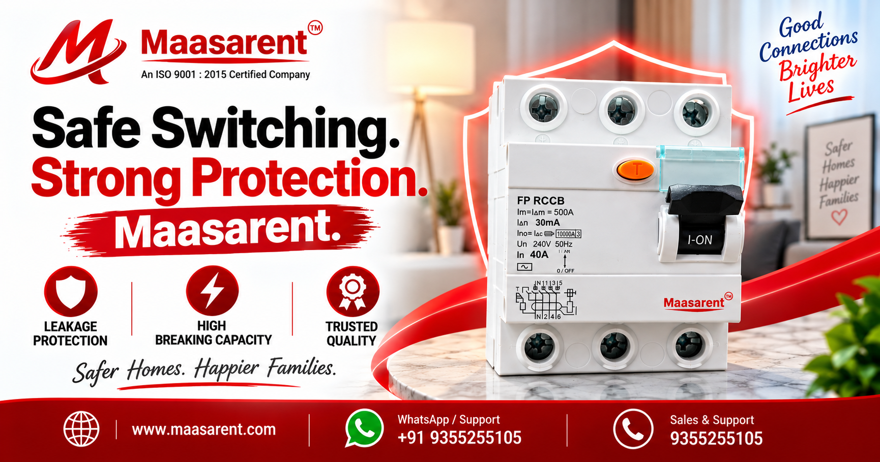 Maasarent FP RCCB | Safe Switching & Strong Protection