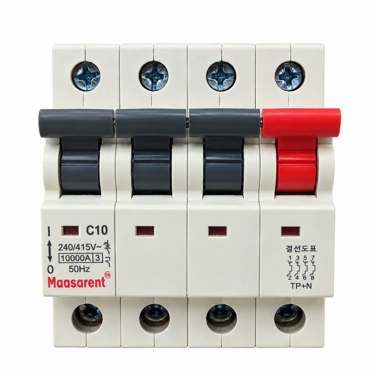 Maasarent 10A Triple Pole and Neutral C-Curve MCB | High-Performance Electrical Protection