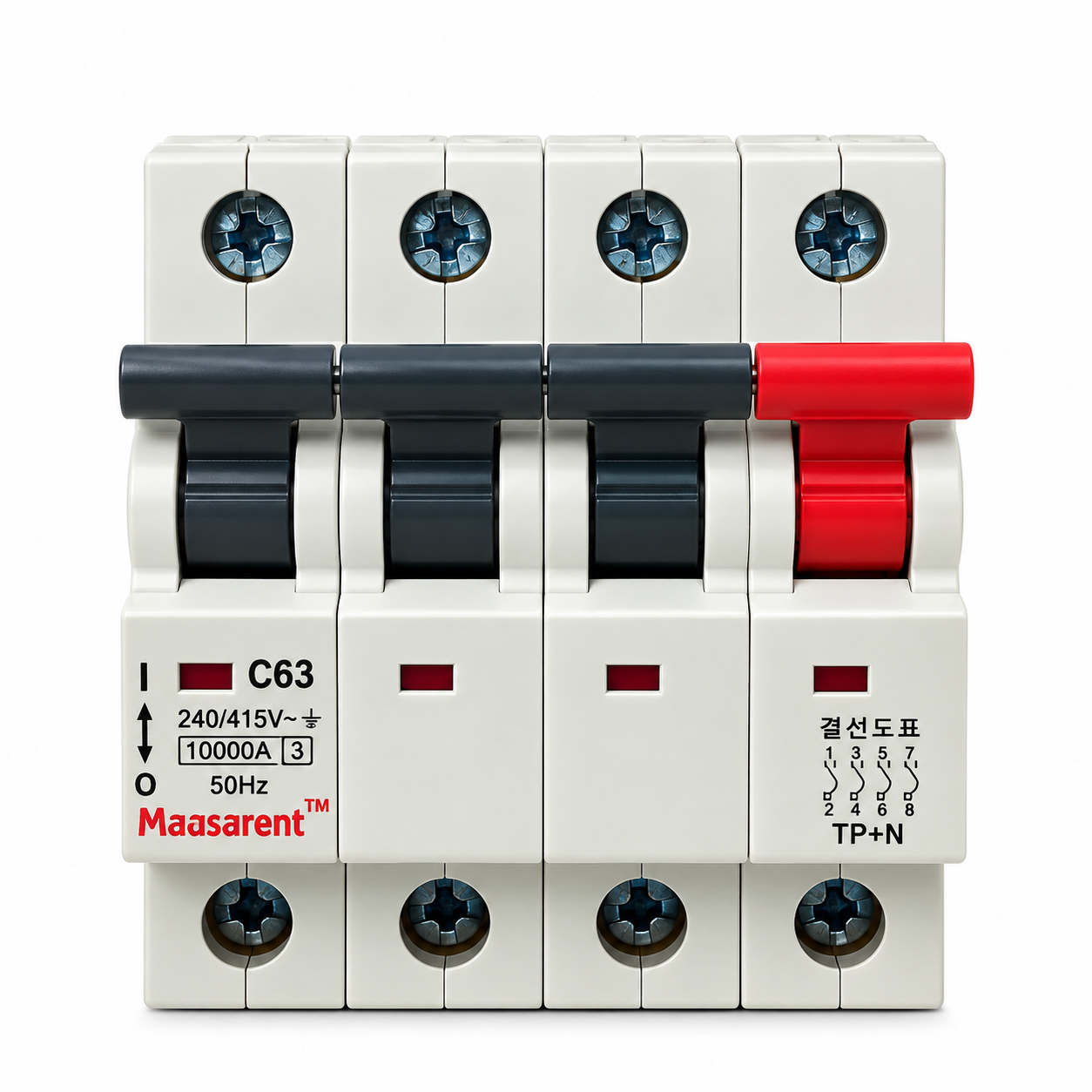 Maasarent 63A Triple Pole and Neutral C-Curve MCB | High-Performance Electrical Protection