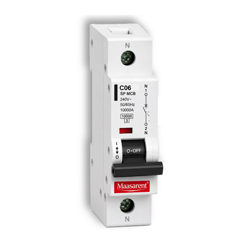 Maasarent 6A Single Pole C-Curve MCB | High-Performance Electrical Protection