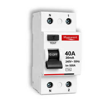 Maasarent RCCB 40A, 30mA Double Pole | Ultimate Earth Leakage Shock Protection