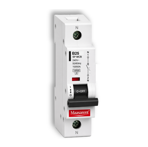Maasarent 25A Single Pole B-Curve MCB | High-Performance Electrical Protection