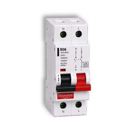 Maasarent 6A Single Pole and Neutral B-Curve MCB | High-Performance Electrical Protection