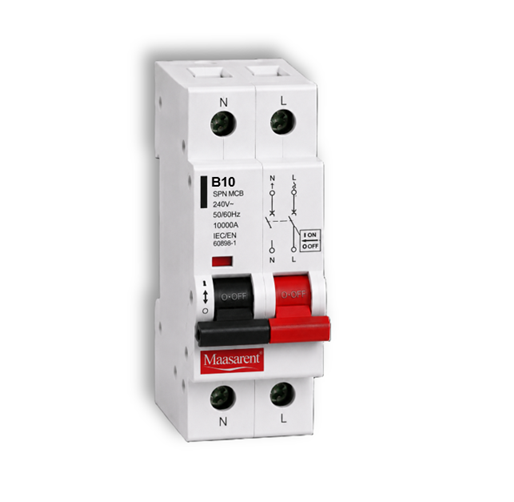 Maasarent 10A Single Pole and Neutral B-Curve MCB | High-Performance Electrical Protection