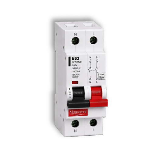 Maasarent 63A Single Pole and Neutral B-Curve MCB | High-Performance Electrical Protection