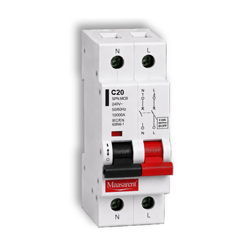 Maasarent 20A Single Pole and Neutral C-Curve MCB | High-Performance Electrical Protection