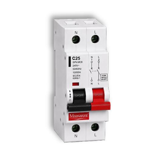 Maasarent 25A Single Pole and Neutral C-Curve MCB | High-Performance Electrical Protection