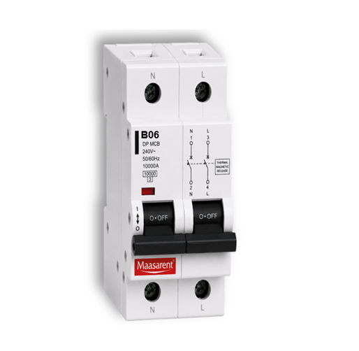 Maasarent 6A Double Pole B-Curve MCB | High-Performance Electrical Protection