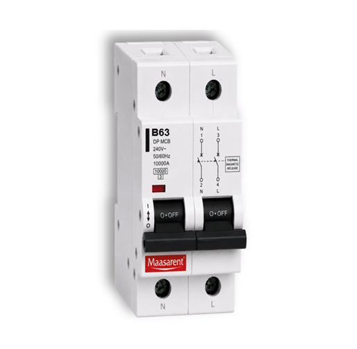 Maasarent 63A Double Pole B-Curve MCB | High-Performance Electrical Protection