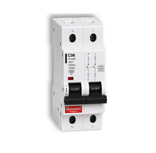 Maasarent 6A Double Pole C-Curve MCB | High-Performance Electrical Protection