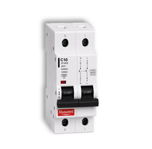 Maasarent 10A Double Pole C-Curve MCB | High-Performance Electrical Protection