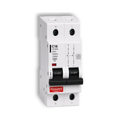 Maasarent 16A Double Pole C-Curve MCB | High-Performance Electrical Protection