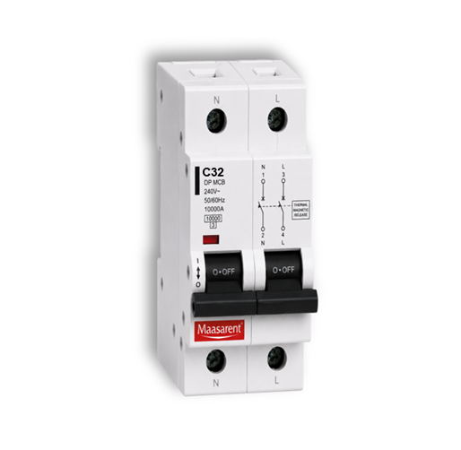Maasarent 32A Double Pole C-Curve MCB | High-Performance Electrical Protection