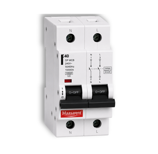 Maasarent 40A Double Pole C-Curve MCB | High-Performance Electrical Protection