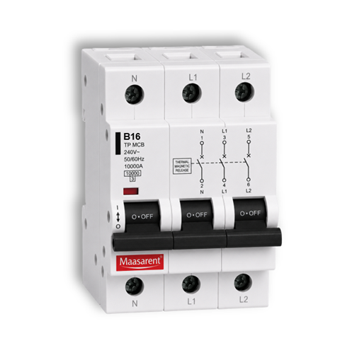 Maasarent 16A Triple Pole B-Curve MCB | High-Performance Electrical Protection