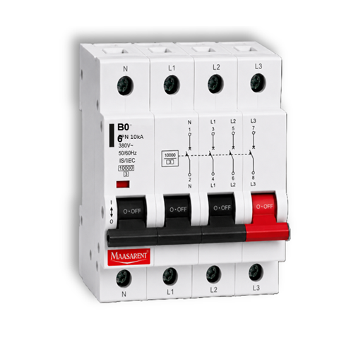 Maasarent 6A Triple Pole and Neutral B-Curve MCB | High-Performance Electrical Protection
