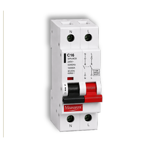 Maasarent 16A Single Pole and Neutral C-Curve MCB | High-Performance Electrical Protection
