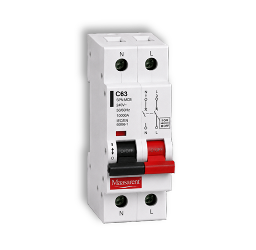 Maasarent 63A Single Pole and Neutral C-Curve MCB | High-Performance Electrical Protection