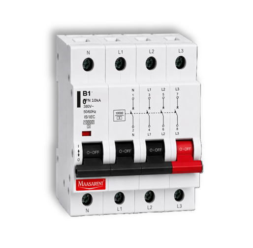 Maasarent 10A Triple Pole and Neutral B-Curve MCB | High-Performance Electrical Protection