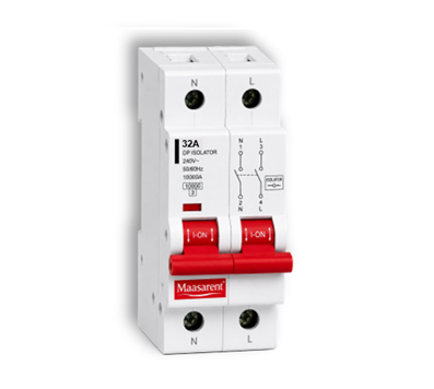 Maasarent Isolator 32A Double Pole | Heavy-Duty Electrical Disconnector for Safe Maintenance