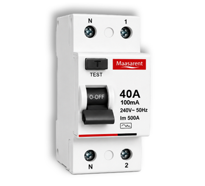 Maasarent RCCB 40A, 100mA Double Pole | Ultimate Earth Leakage &amp; Shock Protection
