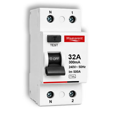 Maasarent RCCB 32A, 300mA Double Pole | Ultimate Earth Leakage &amp; Shock Protection