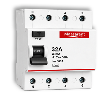 Maasarent RCCB 32A, 30mA Four Pole | Ultimate Earth Leakage &amp; Shock Protection