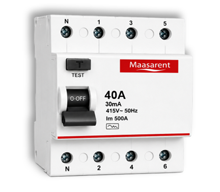 Maasarent RCCB 40A, 30mA Four Pole | Ultimate Earth Leakage &amp; Shock Protection