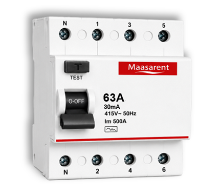 Maasarent RCCB 63A, 30mA Four Pole | Ultimate Earth Leakage &amp; Shock Protection