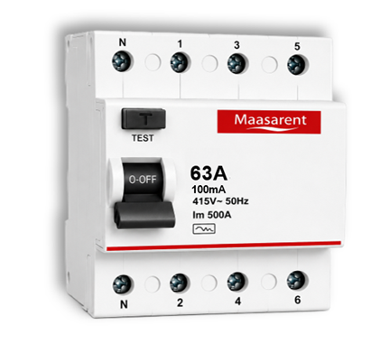 Maasarent RCCB 63A, 100mA Four Pole | Ultimate Earth Leakage &amp; Shock Protection