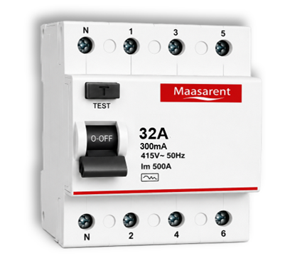 Maasarent RCCB 32A, 300mA Four Pole | Ultimate Earth Leakage &amp; Shock Protection