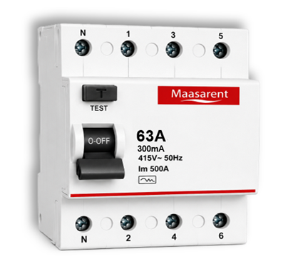 Maasarent RCCB 63A, 300mA Four Pole | Ultimate Earth Leakage &amp; Shock Protection