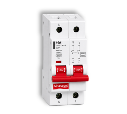 Maasarent Isolator 40A Double Pole | Heavy-Duty Electrical Disconnector for Safe Maintenance