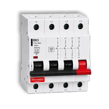 Maasarent 63A Triple Pole and Neutral B-Curve MCB | High-Performance Electrical Protection