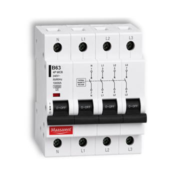 Maasarent 63A Four Pole B-Curve MCB | High-Performance Electrical Protection