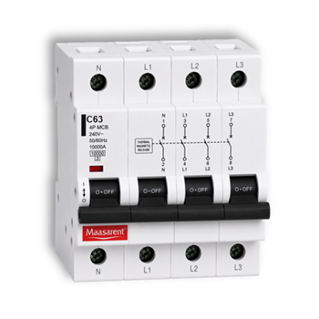 Maasarent 63A Four Pole C-Curve MCB | High-Performance Electrical Protection